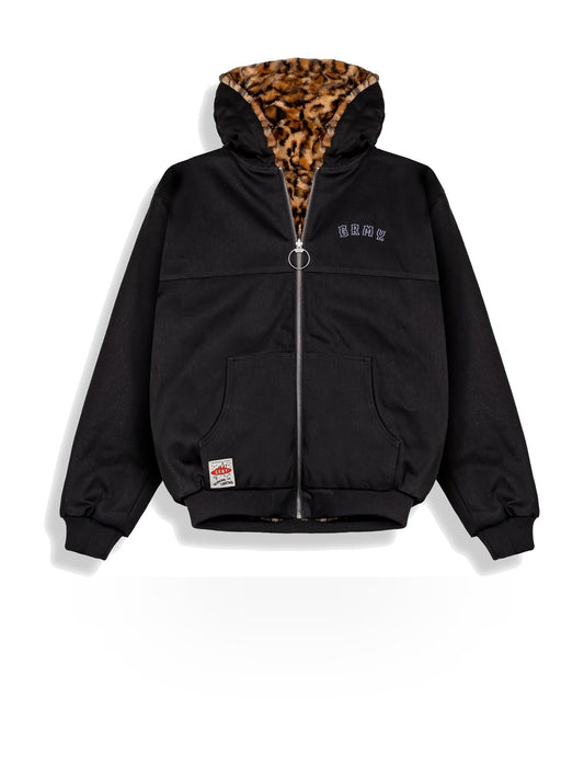 Grimey The Props Reversible Leopard Hooded Jacket - Capospalla Uomo - Nero