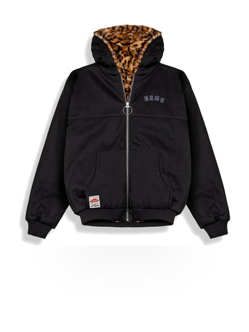 Grimey The Props Reversible Leopard Hooded Jacket - Capospalla Uomo - Nero