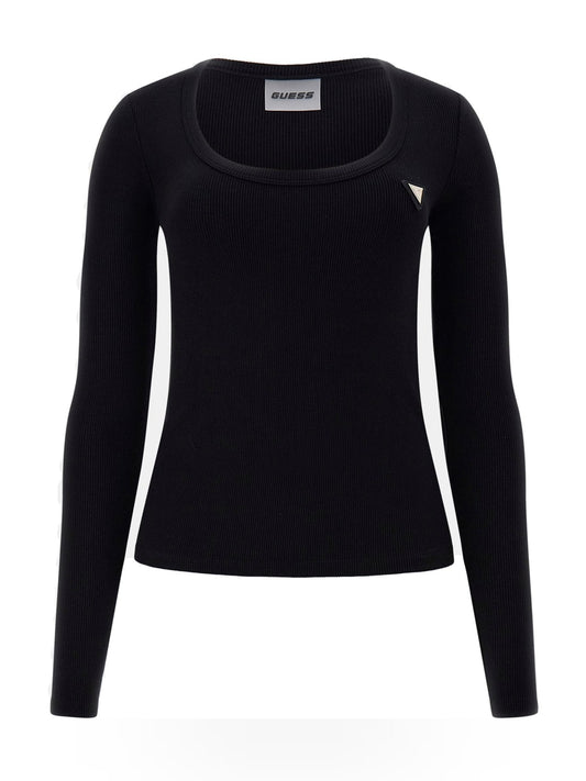 Guess Athleisure Colette Ls Rib Top - Maglieria Donna - Nero