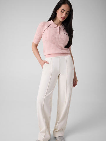 Guess Athleisure Fabrizia Wide Leg Pant - Pantaloni Donna - Cream White