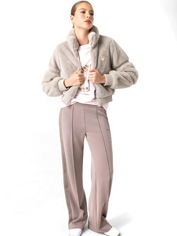 Guess Athleisure Carla Faux Fur High Neck Jacke - Capospalla Donna - Stonesand