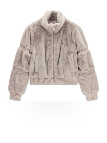 Guess Athleisure Carla Faux Fur High Neck Jacke - Capospalla Donna - Stonesand