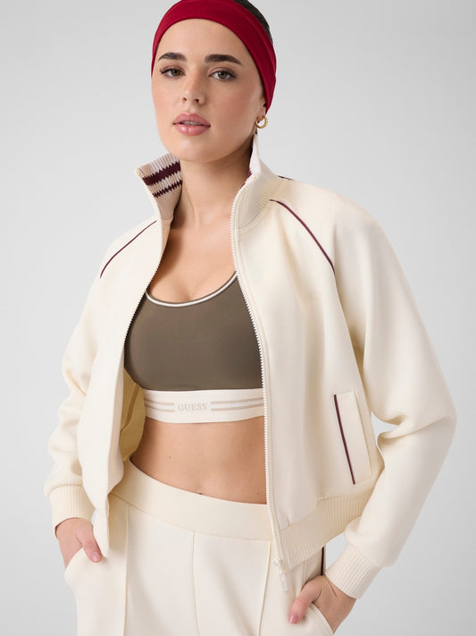 Guess Athleisure Sibilla Full Zip Sweatshirt - Felpe Donna - Vanilla Cream