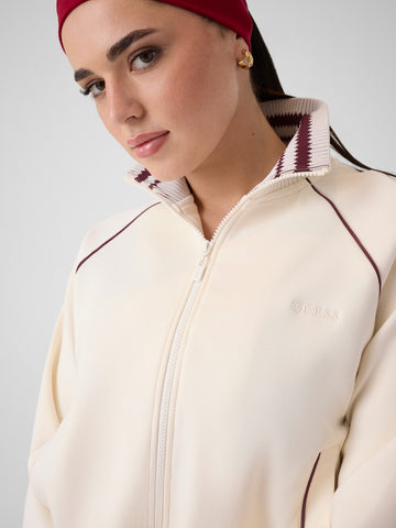 Guess Athleisure Sibilla Full Zip Sweatshirt - Felpe Donna - Vanilla Cream