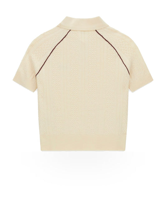 Guess Athleisure Rose Ss Polo Swtr - Maglieria Donna - Panna