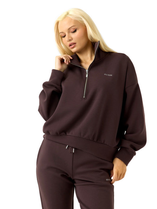 Guess Athleisure Nat Half-zip Sweatshirt - Felpe Donna - Marrone