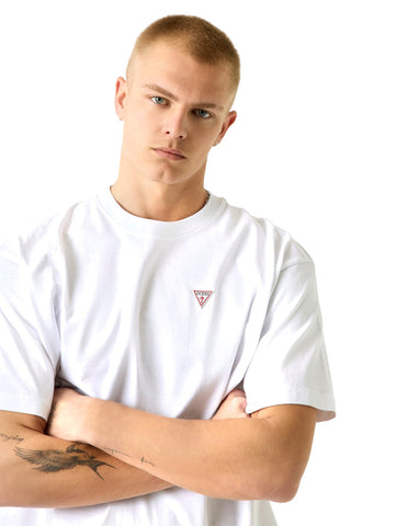 Guess Jeans Gj Ss Cn Os Mini Triangle Tee - T-Shirt Uomo - Bianco