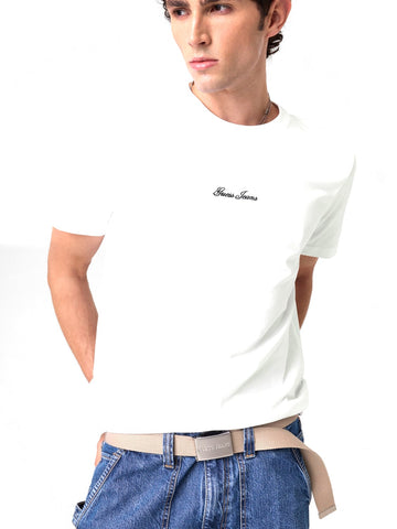 Guess Jeans Gj Reg Fit Script Tee - T-Shirt Uomo - Bianco