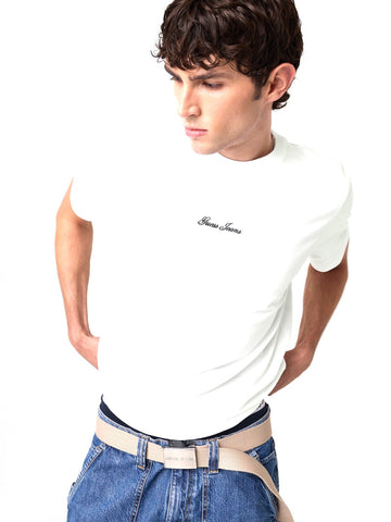 Guess Jeans Gj Reg Fit Script Tee - T-Shirt Uomo - Bianco