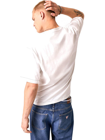 Guess Jeans Gj Contrast Stitch Boxy Jersey - T-Shirt Uomo - Bianco