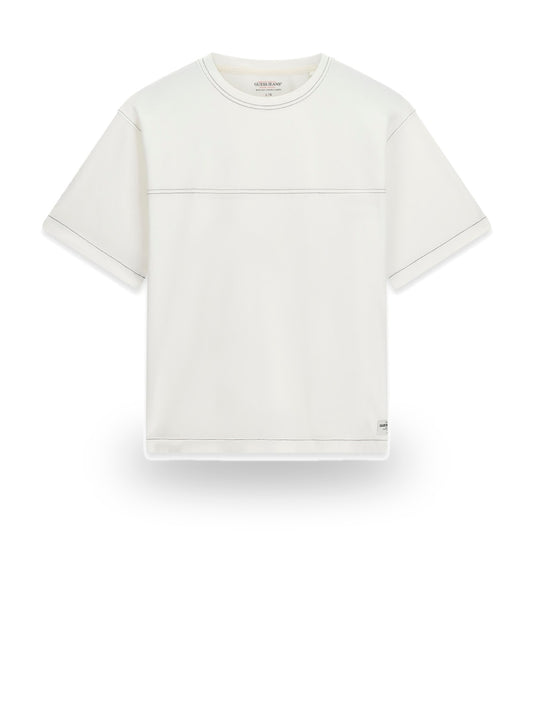 Guess Jeans Gj Contrast Stitch Boxy Jersey - T-Shirt Uomo - Bianco