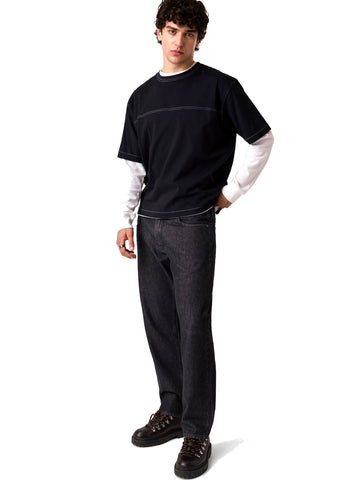Guess Jeans Gj Contrast Stitch Boxy Jersey - T-Shirt Uomo - Nero
