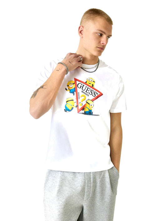 Guess Jeans Gj X Minions Traingle Tee - T-Shirt Uomo - Bianco