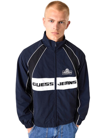 Guess Jeans Gj Crinkle Nylon Track Jacket - Capospalla Uomo - Blu
