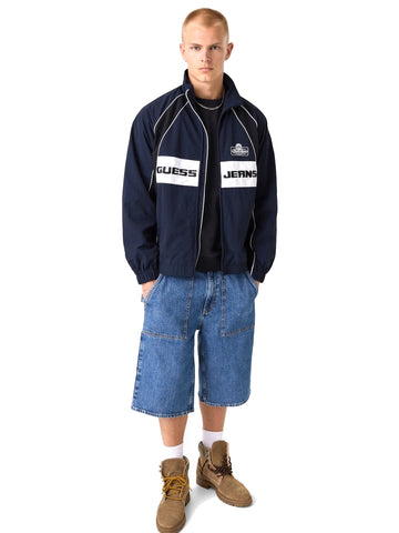 Guess Jeans Gj Crinkle Nylon Track Jacket - Capospalla Uomo - Blu