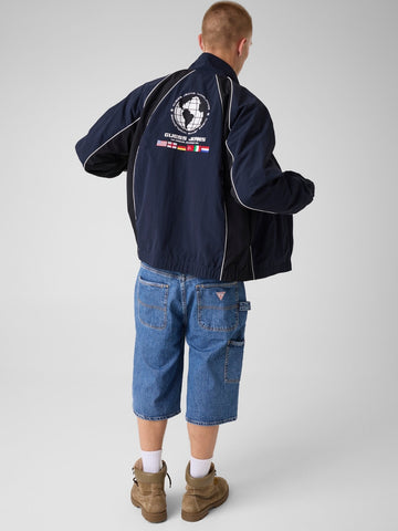 Guess Jeans Gj Crinkle Nylon Track Jacket - Capospalla Uomo - Blu