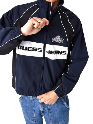 Guess Jeans Gj Crinkle Nylon Track Jacket - Capospalla Uomo - Blu