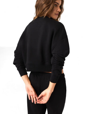 Guess Jeans Gj Crop Drop Shoulder Leopard - Felpe Donna - Nero