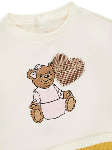 Guess Kids Set French Terry Ls Sweatshir - Completo Bambina - Cream White