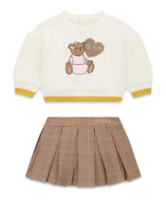Guess Kids Set French Terry Ls Sweatshir - Completo Bambina - Cream White