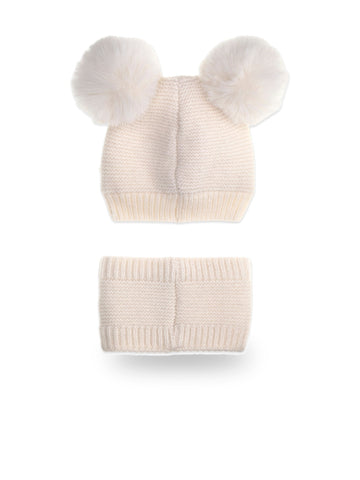 Guess Kids Set Beanie Hat + Neck - Cappelli Bambina - Panna
