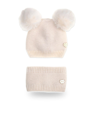 Guess Kids Set Beanie Hat + Neck - Cappelli Bambina - Panna