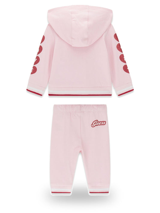 Guess Kids Set Ls Hooded Active Top + Act - Pantaloni Bambina - Rosa