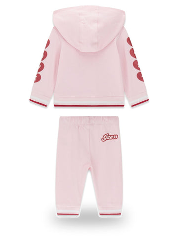 Guess Kids Set Ls Hooded Active Top + Act - Pantaloni Bambina - Rosa