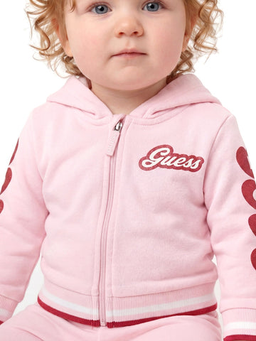 Guess Kids Set Ls Hooded Active Top + Act - Pantaloni Bambina - Rosa