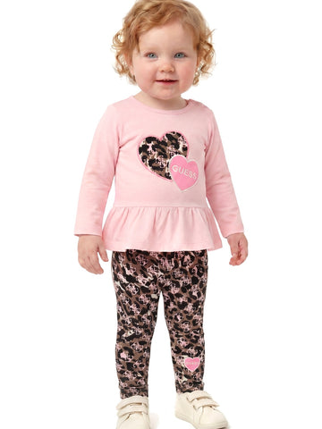Guess Kids Set Ls T-Shirt+Leggings - Completo Bambina - Multicolore