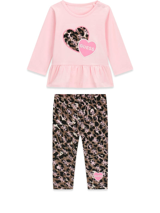 Guess Kids Set Ls T-Shirt+Leggings - Completo Bambina - Multicolore