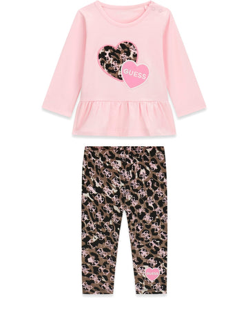 Guess Kids Set Ls T-Shirt+Leggings - Completo Bambina - Multicolore