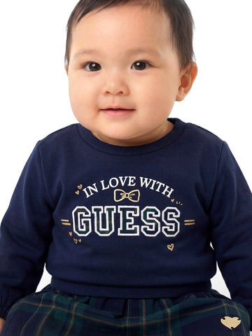 Guess Kids Set French Terry Ls Sweatshir - Completo Bambina - Blu/Verde