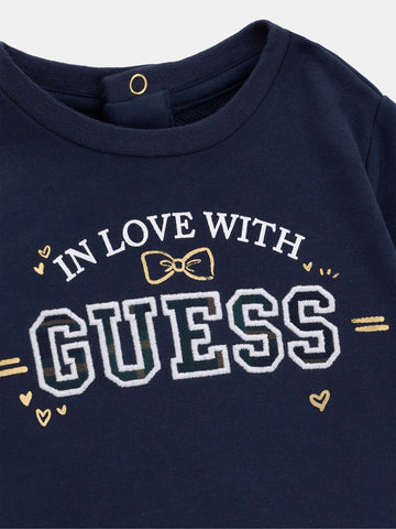 Guess Kids Set French Terry Ls Sweatshir - Completo Bambina - Blu/Verde