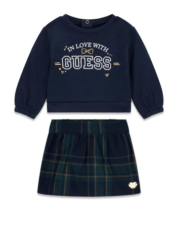 Guess Kids Set French Terry Ls Sweatshir - Completo Bambina - Blu/Verde