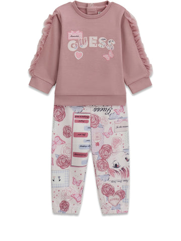 Guess Kids Set Ls Active Top+Leggings - Completo Bambina - Multicolore