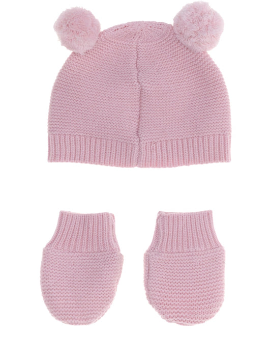 Guess Kids Set Hat With Pom Pom + Mitten - Completo Bambino - Rosa