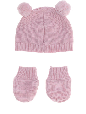Guess Kids Set Hat With Pom Pom + Mitten - Completo Bambino - Rosa