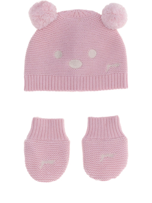 Guess Kids Set Hat With Pom Pom + Mitten - Completo Bambino - Rosa