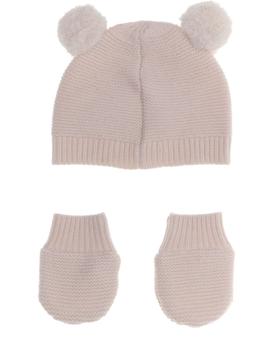 Guess Kids Set Hat With Pom Pom + Mitten - Completo Bambino - Panna