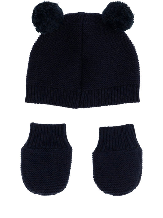 Guess Kids Set Hat With Pom Pom + Mitten - Completo Bambino - Blu