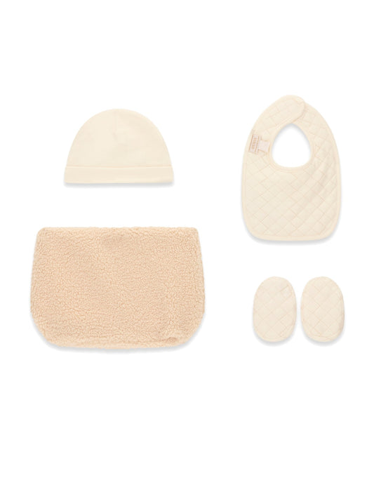 Guess Kids Set Hat + Bib + Booties + Bag - Completo Bambino - Panna