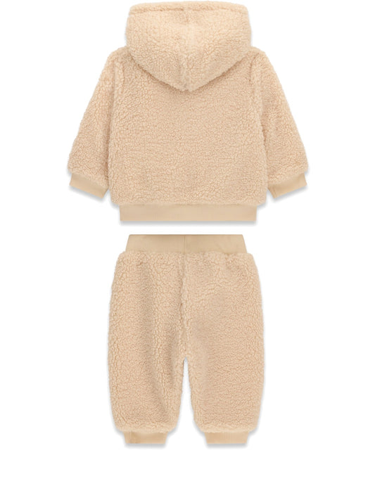 Guess Kids Set Faux Fur Hooded Ls Active - Completo Bambino - Panna