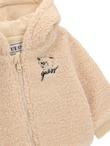 Guess Kids Set Faux Fur Hooded Ls Active - Completo Bambino - Panna
