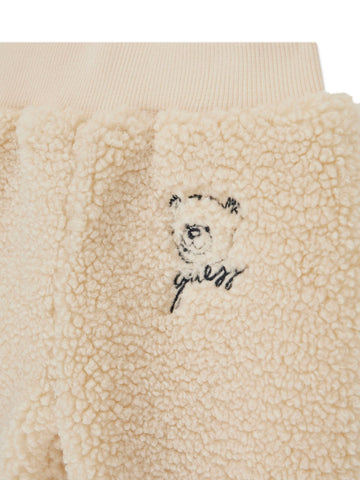 Guess Kids Set Faux Fur Hooded Ls Active - Completo Bambino - Panna