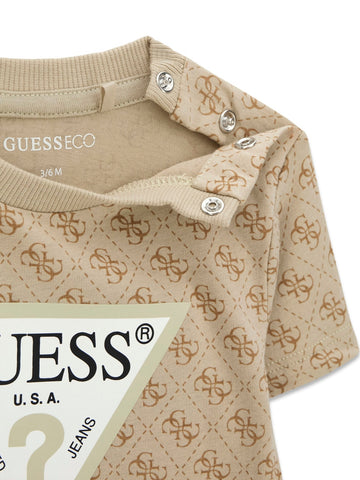 Guess Kids Set Ls T-shirt+active Pants - Completo Bambino - Beige