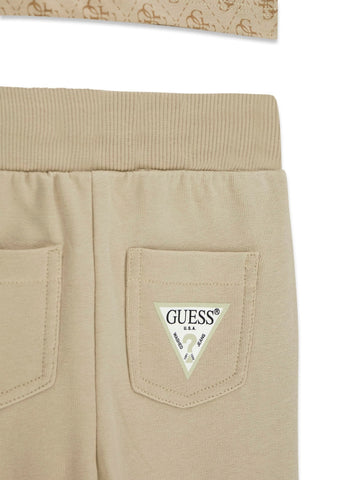 Guess Kids Set Ls T-shirt+active Pants - Completo Bambino - Beige