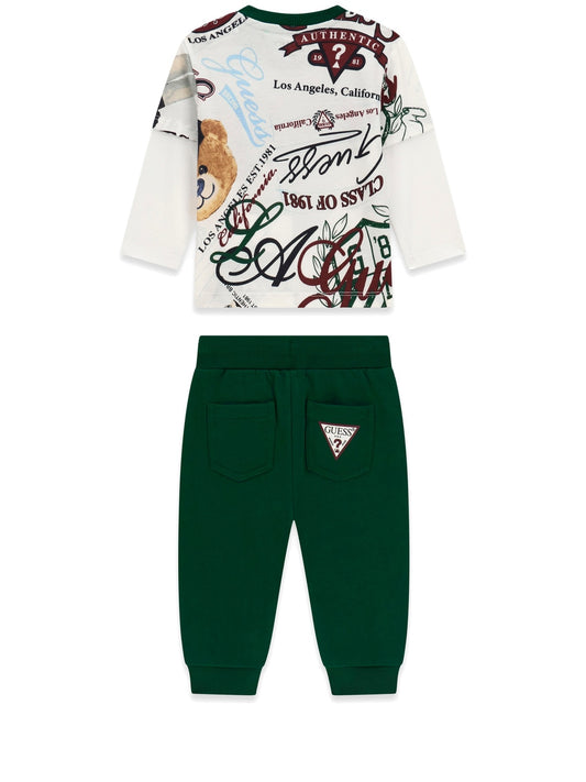 Guess Kids Set Ls T-shirt+active Pants - Completo Bambino - Multicolore