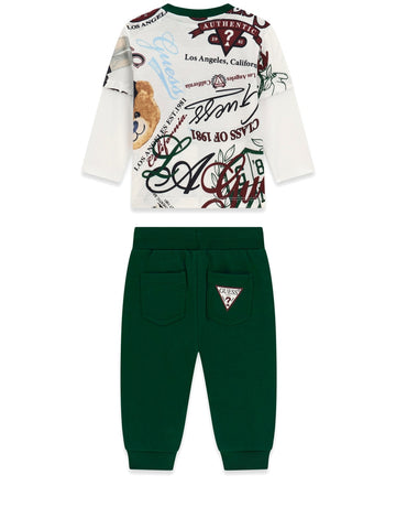Guess Kids Set Ls T-shirt+active Pants - Completo Bambino - Multicolore