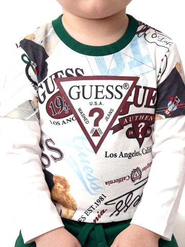 Guess Kids Set Ls T-shirt+active Pants - Completo Bambino - Multicolore